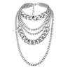 Stylish Punk Women Multi-layer Curb Chain Statement Necklace Rock Hip-hop Jewelry Gift Jewelry Decor