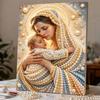 Holy Virgin and Child Pearl Bead Painting with Frame Shiny Canvas Art Creative Handmade Craft Desk Decor Gift for Religious Art Lovers