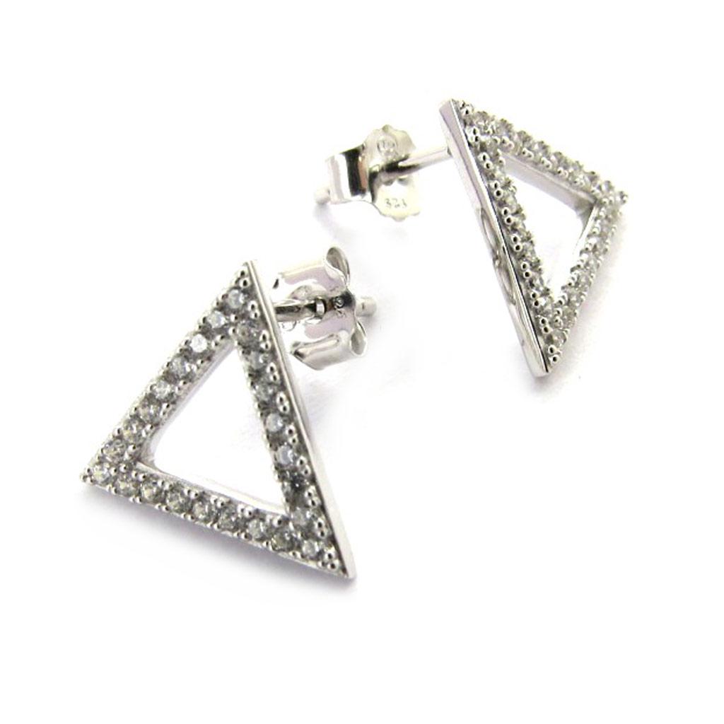 Les Trésors De Lily [M8813] - Boucles Argent 'Triangles' blanc - 11x11 mm (rhodié)