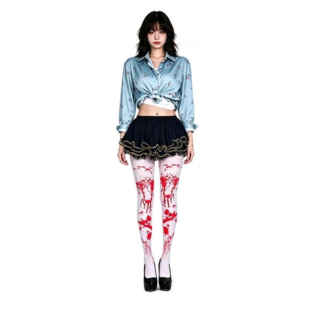 Stretchy Fit Blood Stained Cape Hooded Design Cosplay Costume Cloak  for Horror Dress Up