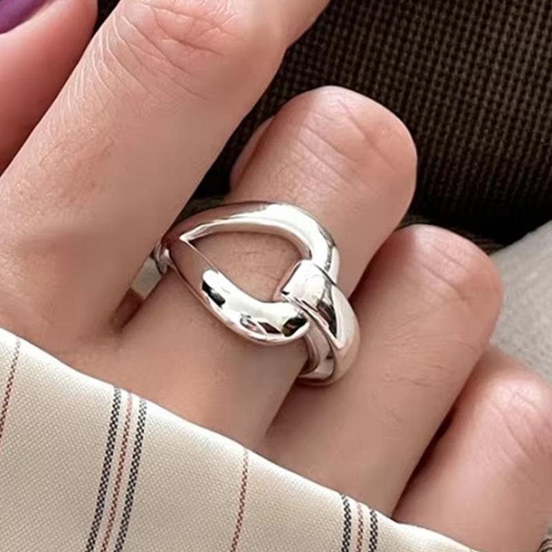 PANJBJ 925 Sterling Silber Dicker Doppelring für Damen Mädchen Geschenk Minimalismus Neutral Öffnend Breiter Schmuck Dropshipping