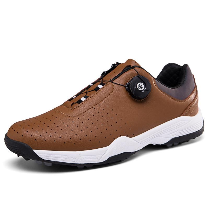 

Spring and summer new hollow upper sports shoes low-top casual shoes fashion golf shoes grass sports shoes 46 коричневий