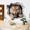 Faux Tiger Breaking Through Wall Children's Bedroom Entrance Hall Home Decor Self-Adhesive Wall Decal