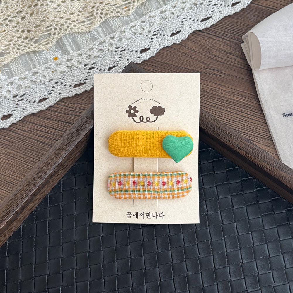 Bonbonfarbene koreanische Herzpony Haarspangen - Niedliches kariertes quadratisches Design für Mädchen