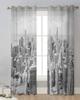 Chicago City Skyline Silhouette Landscape Sheer Curtains for Living Room Decoration Window Curtains Kitchen Tulle Voile Curtains