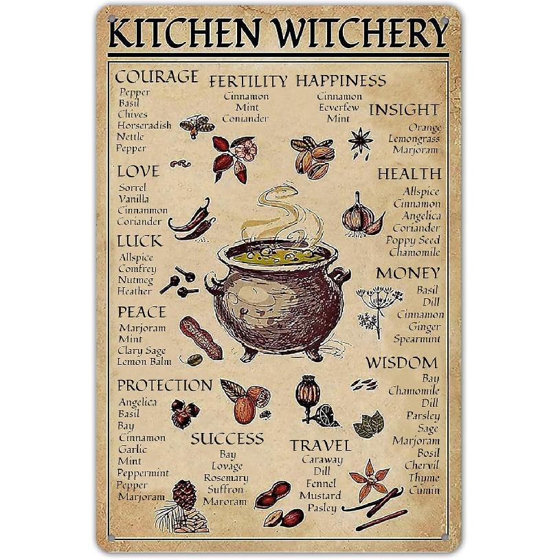 SmartCows Vintage Witchcraft Knowledge Poster Metal Sign Funny Science Education Tin Sign Bar Home Wall Decor Kitchen Decoration 8x12 Inch