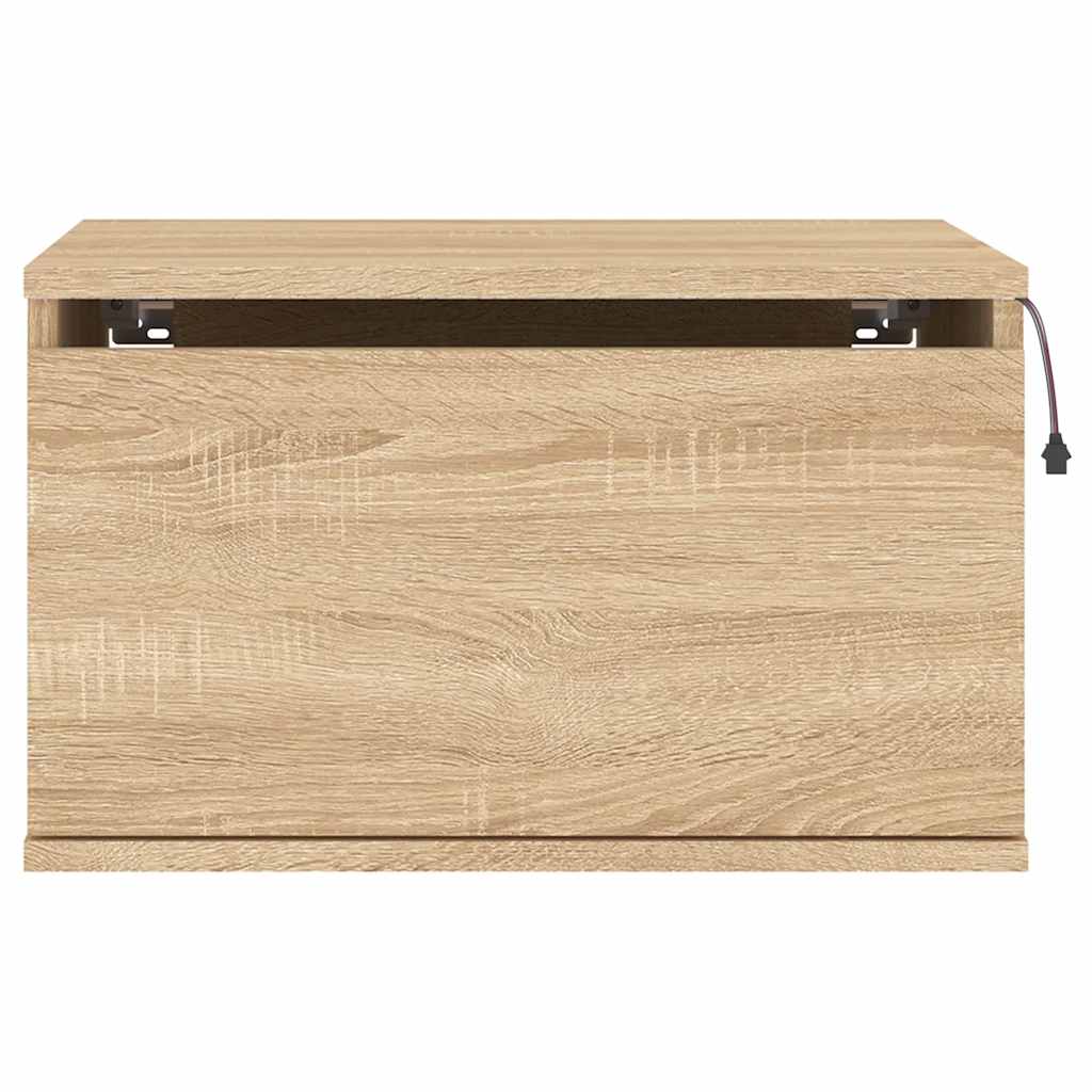 Wandmontierter Nachttisch Mit LED-Licht, Schwebendes Sideboard Für Wohnzimmer TV-Schrank, 50x36x30 Cm