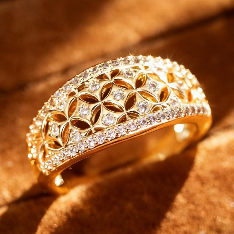 

CAOSHI Geometry Gold Color Hollow Out Design Rings for Women Round Cut Cubic Zirconia Bridal Wedding Accessories Fashion Zircon 6