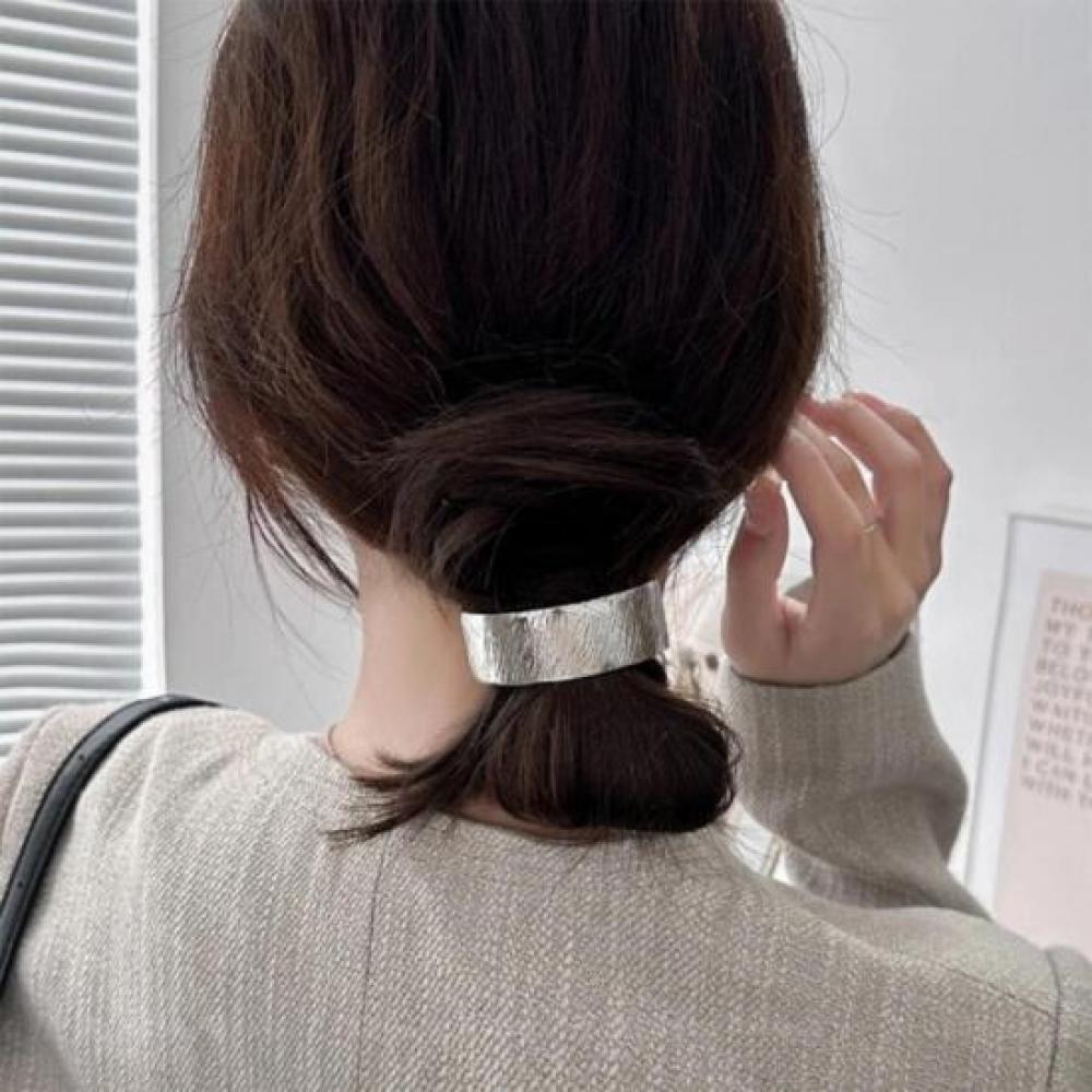 New Arrivals Open Run Metal Hairpin Half Up Silver Engraved Stripe
