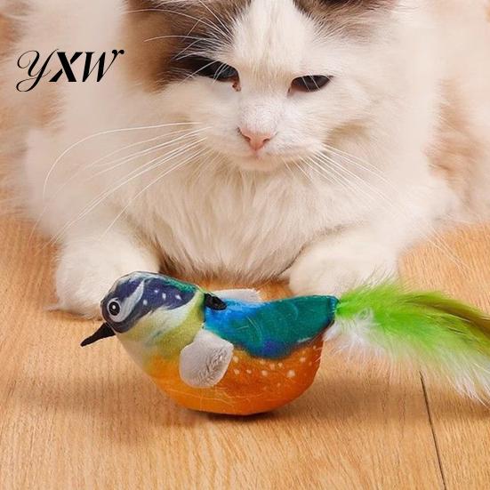 Interactive Cat Toy Chirping Bird Simulation Electric Touch Activated Friendlier Prey Plush Teaser for Indoor Cats And Dogs Flapping Wings