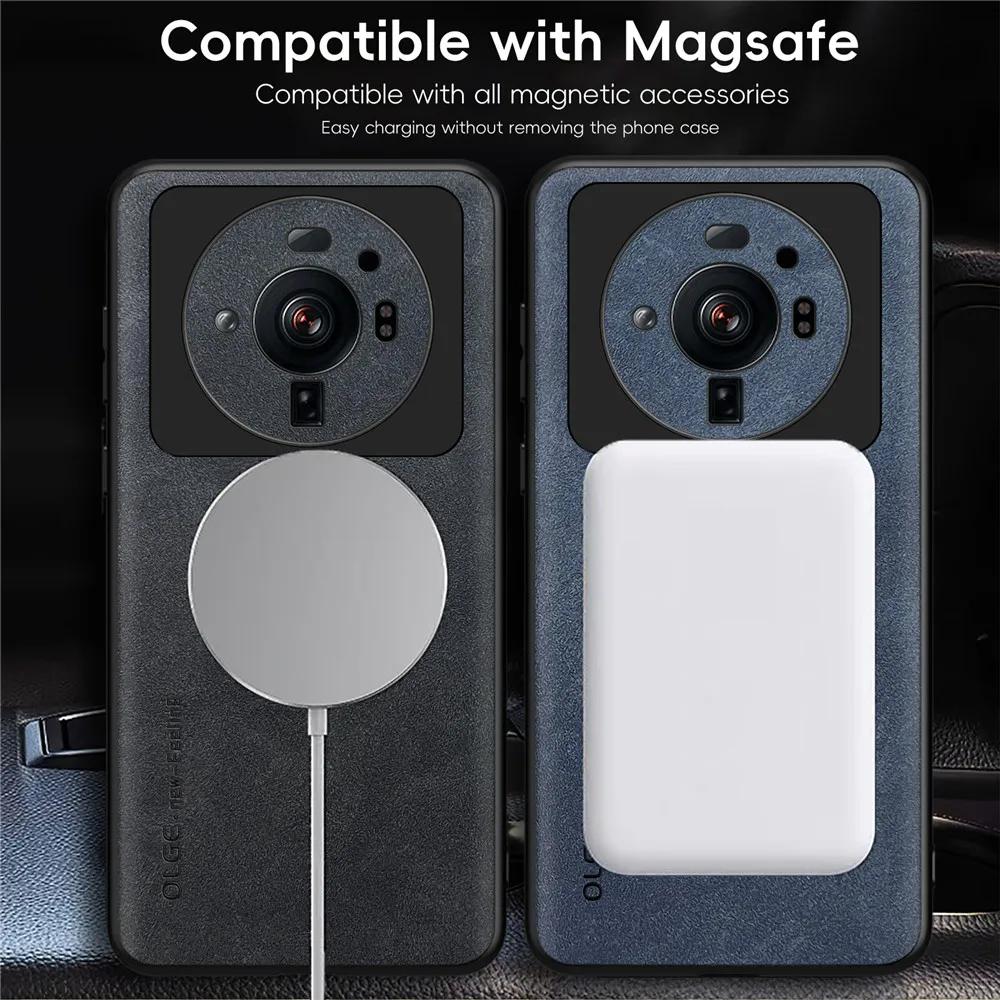 Magnetic Retro Leather Soft Case For Xiaomi 12S Ultra 12SUltra 5G Wireless Charging Phone Case Cover