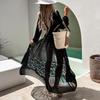 Summer Bikini Cover Up See-through Lace Long Sleeves Thin Cardigan Tassel Sunscreen Patchwork Lace