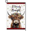 Highland Cow Christmas Garden Flag Merry Bright Farm Winter Decor  DOUBLE-SIDED
