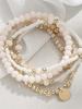 5Pcs Alloy Stretch Bracelets Resin Vacation Jewelry Gift Elegant Beaded Bracelet Set  for Women