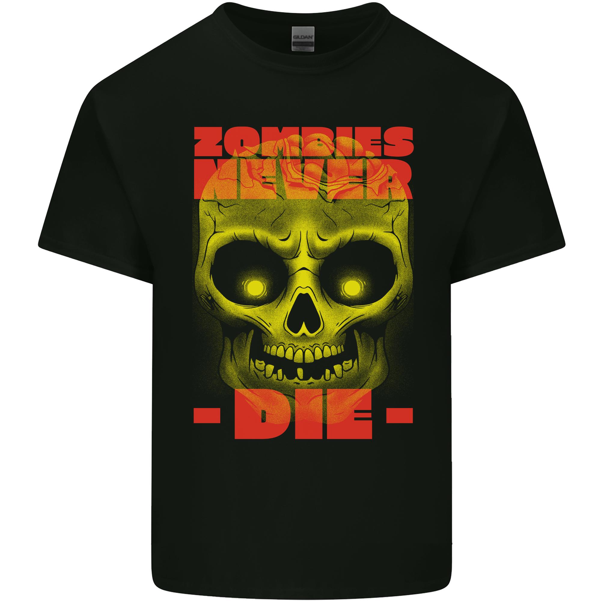 Zombies Never Die Halloween Skull Horror Unisexs Light Cotton TShirt S