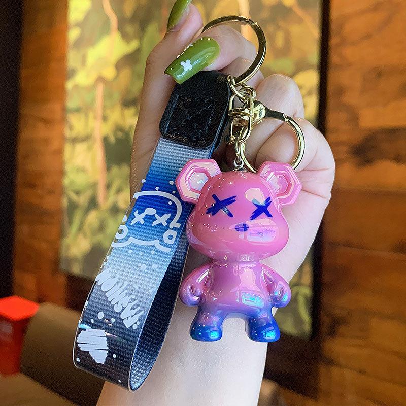 Coole Farbverlauf Graffiti Bär Schlüsselanhänger Cartoon Bären Paar Auto Schlüsselanhänger Anhänger Kreatives Kleines Geschenk