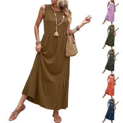 Damen Lässiges Ärmelloses A-Linienkleid mit Lockerer Passform