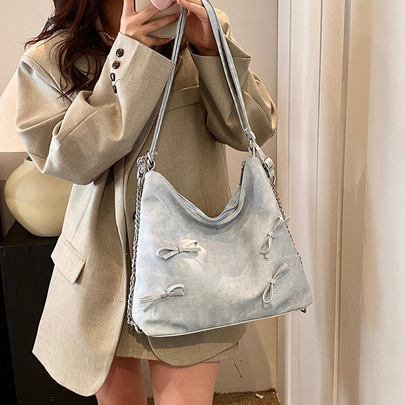 Shoulder bag beautiful casual simple handbag spring and summer new fashion bow bag messenger bag tote bag