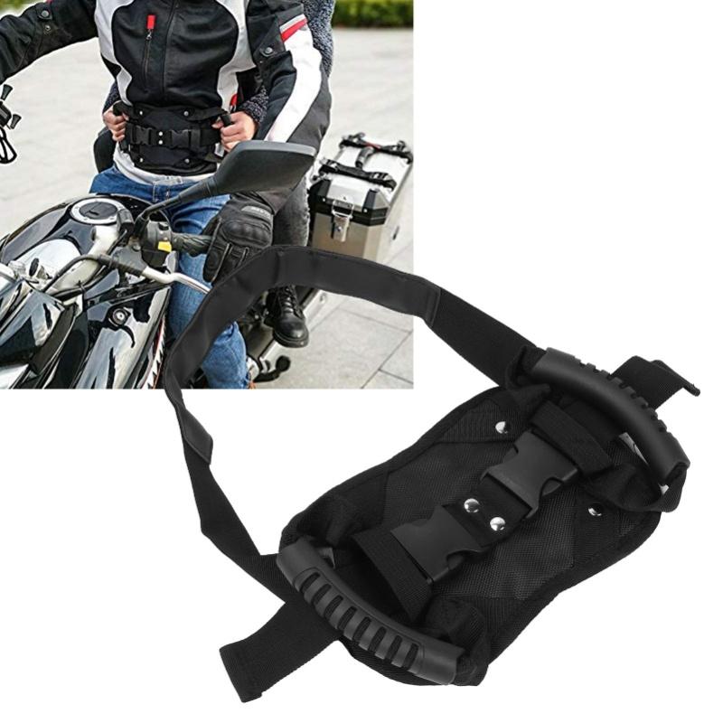 Black Motorcycle Safety Belt Electromobile Rear Seat Safety Strap Handle For Motorcycle Passenger