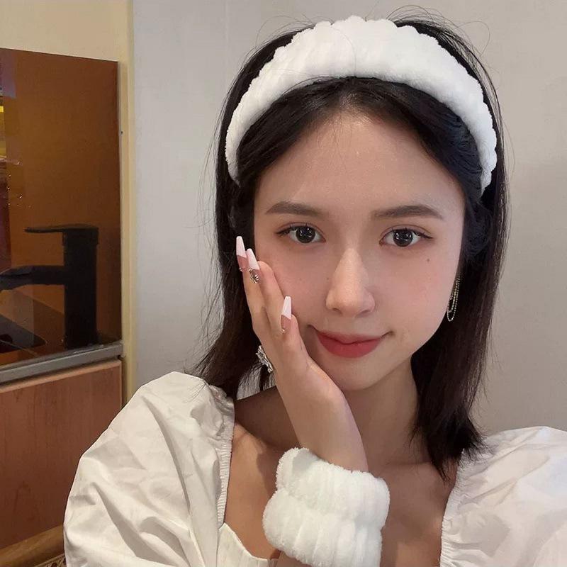 Set Bandă de Păr pentru Spălat Fața și Brățări pentru Încheietură Femei Bandă de Păr Brățări Absorbante Impermeabile Brățări pentru Machiaj Spălat Fața Benzi de Păr