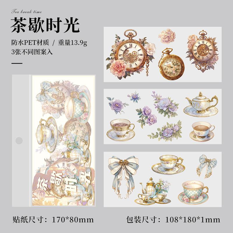 3 Pcs Vintage Stickers Pack Adhesive Diy Hand Account Diary Album Scrapbooking Accessories Handmade Junk Journal Supplies