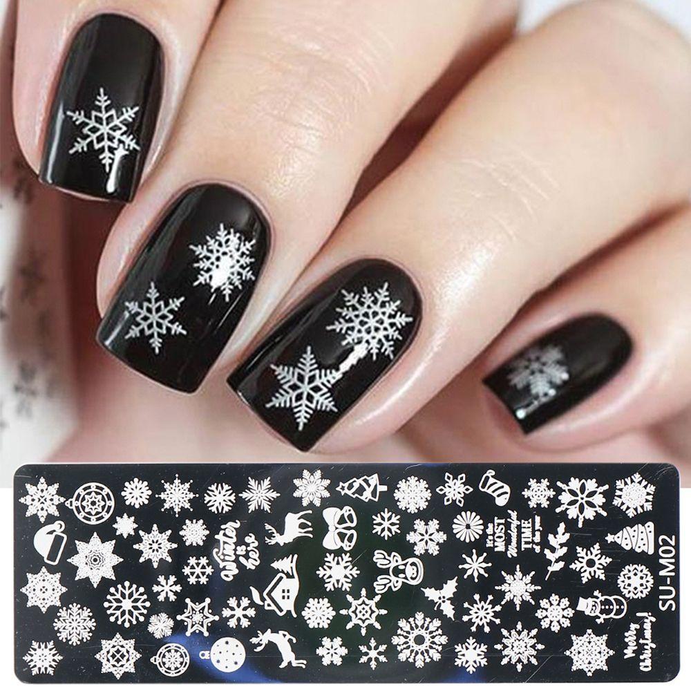 Snowflake Winter Nail Stamping Plate Image Paint Polish Stencil Nail Art  Template Stainless Steel