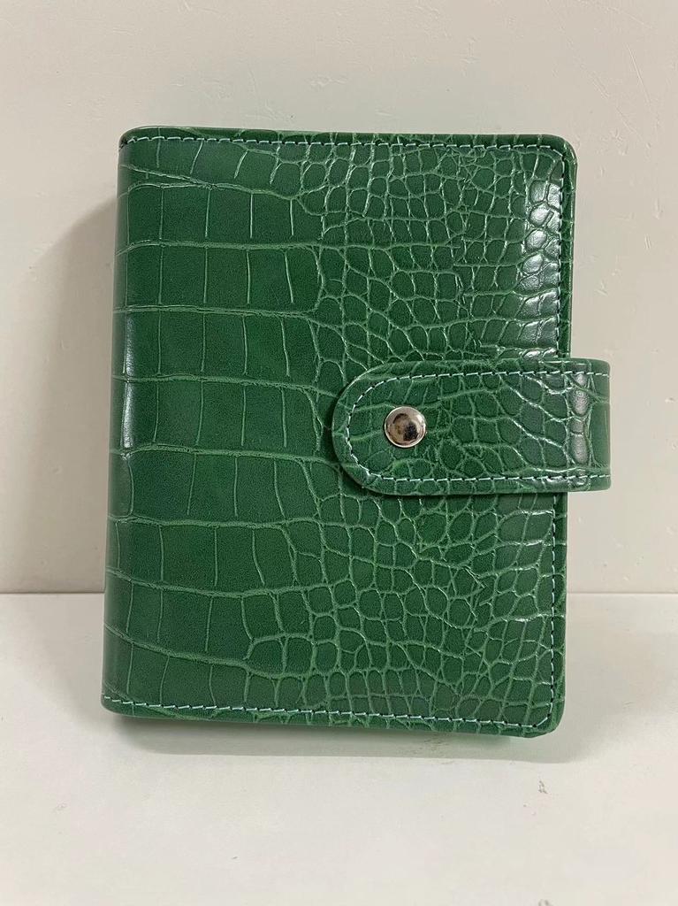 A7 Crocodile Black Pink Color 6 Ring Binder PU Clip-on Notebook Leather Loose Leaf Notebook Cover Notebooks Journal Stationery