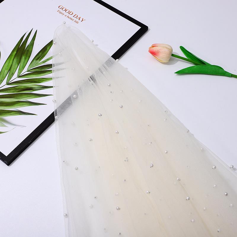 3D Pearl Beaded Mesh Wedding Dress Table Runner