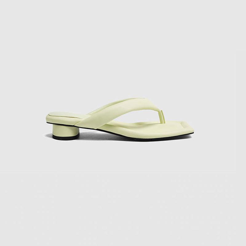 Fashion Square Heel Slippers Casual Rubber Flip Flops Shoes Woman 2025 Shale Female Beach Pantofle Block Luxury Soft Hawaiian Sabot New
