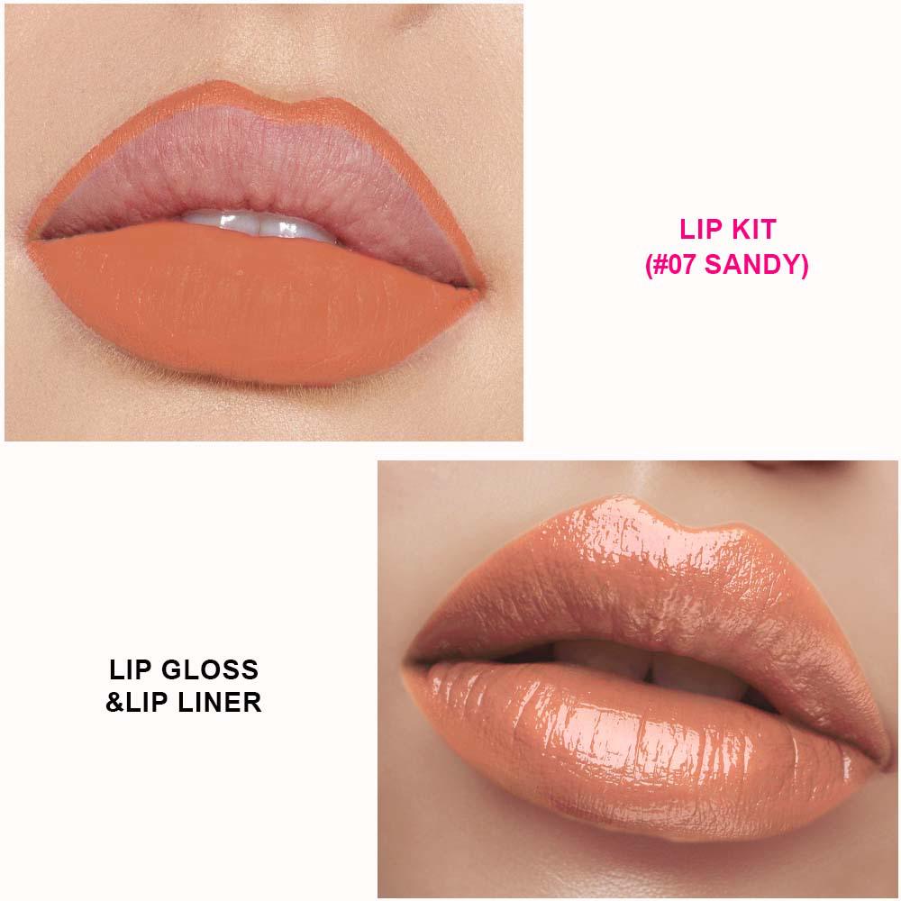 Customizable Long-Lasting Waterproof Lip Gloss and Liner Set with Mirror and Moisturizing, Nourishing Tube.