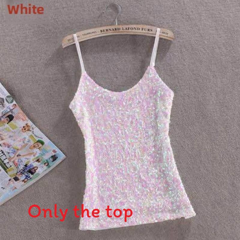 Polyester Sequin Tank Top For Women Spring Slim Fit Casual Blouse