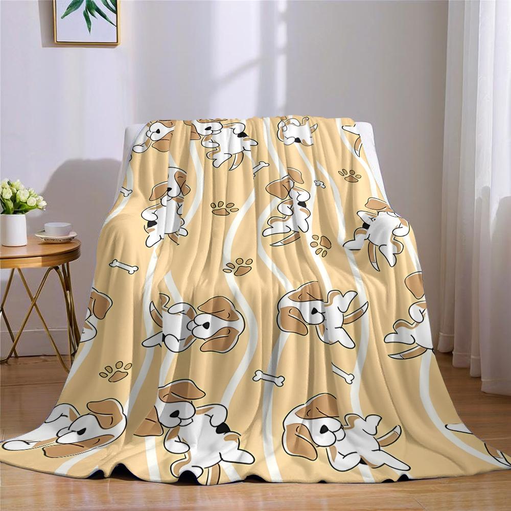 Beagle Wave Stripe Flannel Blanket Warm Soft Halloween Christmas Couch Warm Cozy Decorative Decor Gift For All Season