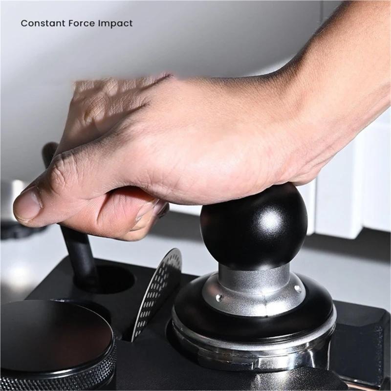 304 Stainless Steels Spring Loaded Coffee Tamper 58mm With Rippled Texture Base For Enhances Grip And Consistent Tamping