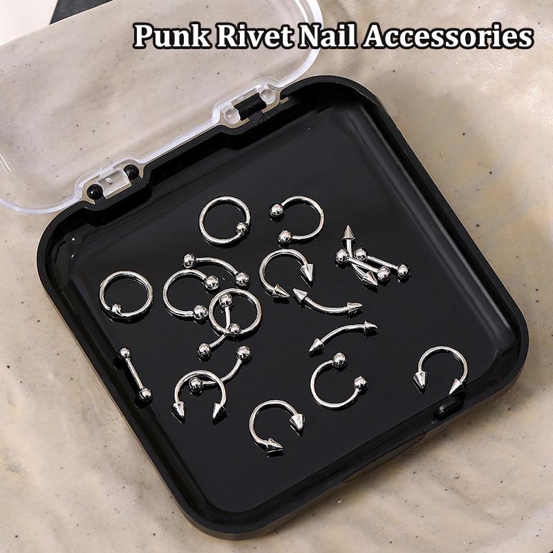 20/30/60 Stück Legierung Retro Kreis Nägel Kunst Charms 3D Punk Stil Schwarz Weiß Nagelteile Nageldekoration Maniküre Zubehör