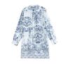 2026 Spring Women's Blue & White Porcelain Stand Collar Long Sleeve Shirt, Chinese Style, Slim Fit, Pure Cotton