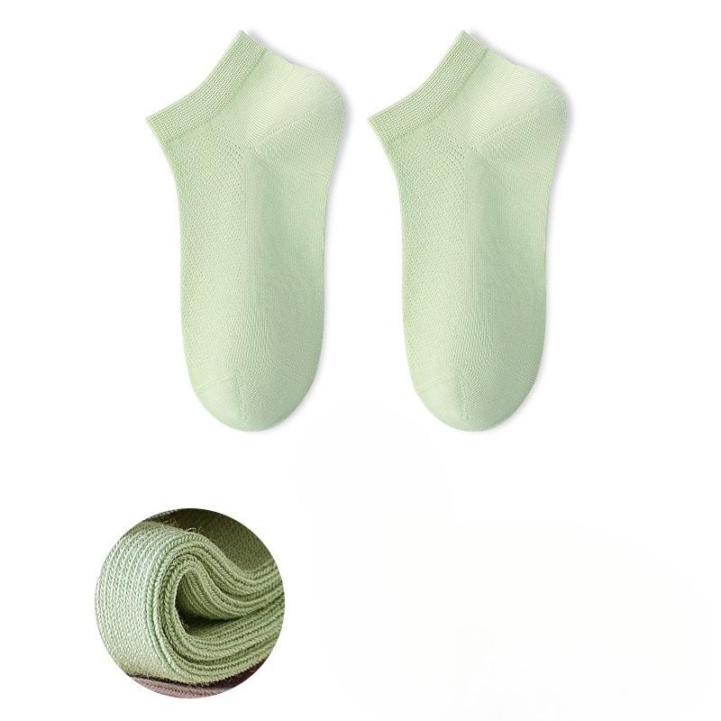 

Летние тонкие сетчатые дышащие носки из чистого хлопка, впитывающие пот, устойчивые к запаху, бесшовные, для женщин, белые носки против скольжения и не сползающие 1 pair яблочный зеленый