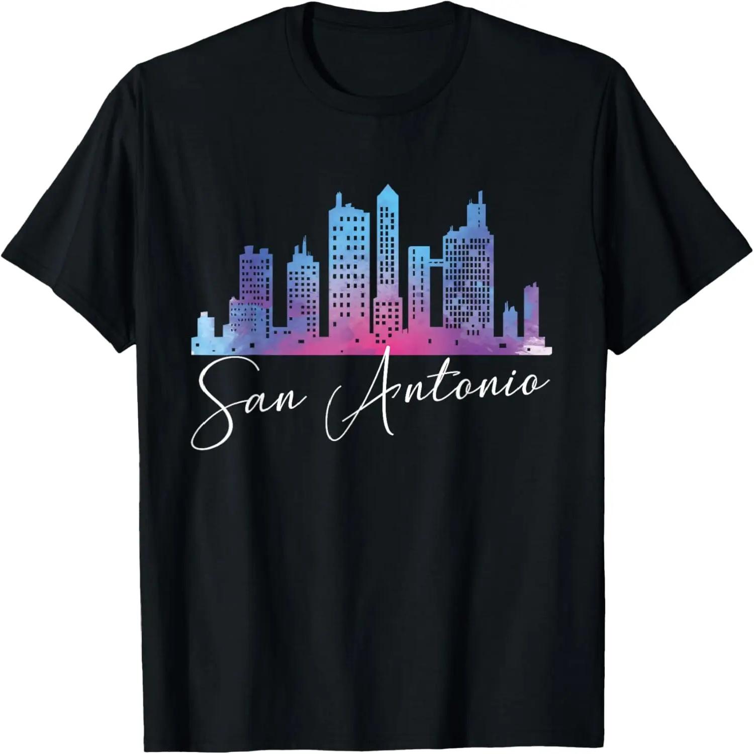 San Antonio Watercolor Skyline Texas State T-Shirt T-Shirt S чёрный