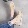 2026 Large size women's shoes suede leather loafers muffin sole thick sole increase casual women's single shoe cover foot