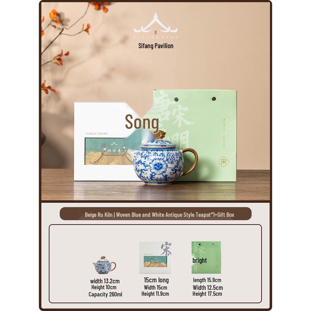 Jun Ware Blue and White Teapot: Chinese High-End Large Size for Brewing Tea Kung Fu Style 2026