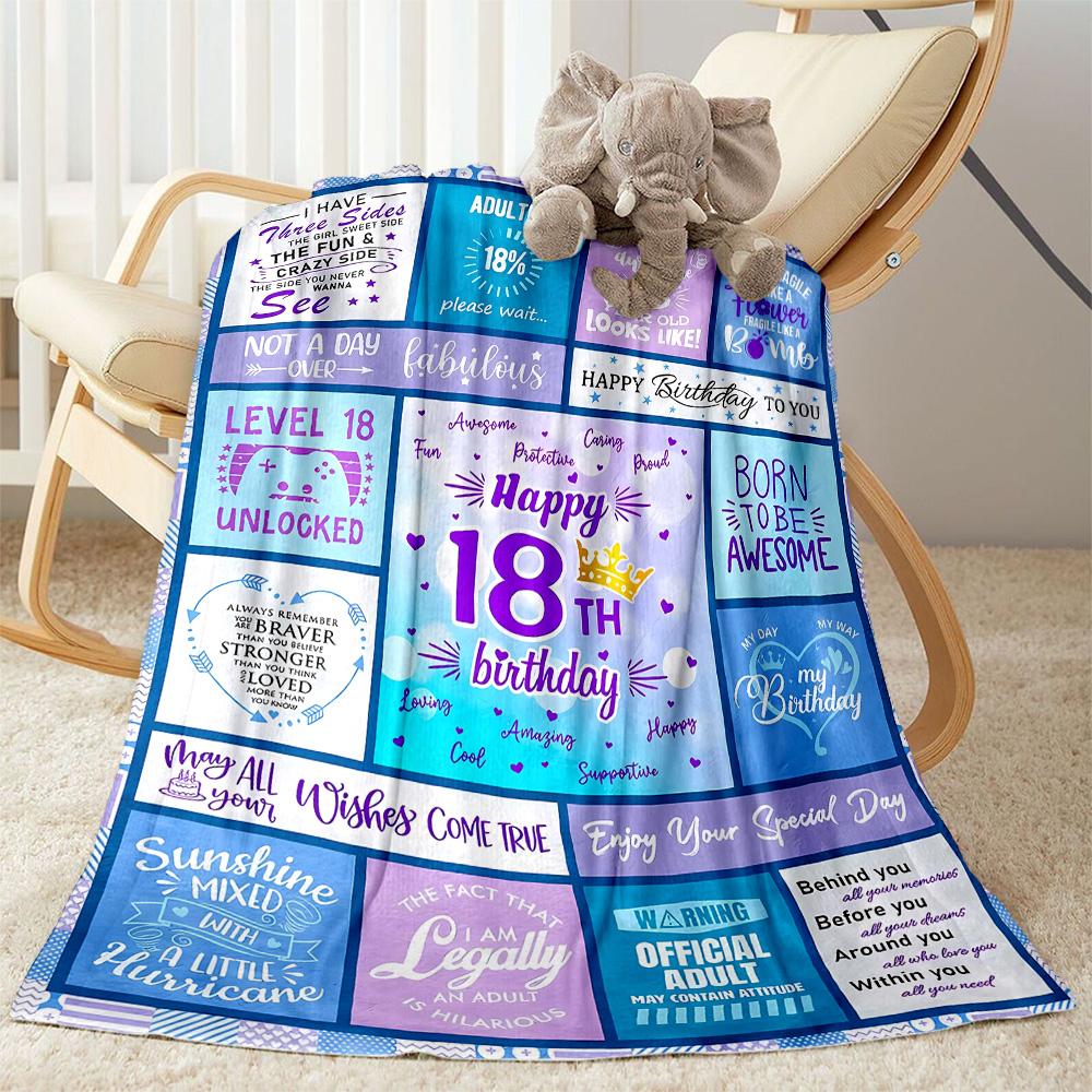 1pc Sweet 18th Birthday Celebration blanket Soft and Warm for Sofa Office Camping Travel Livingroom Great Gift for Friends and Family Comfortable