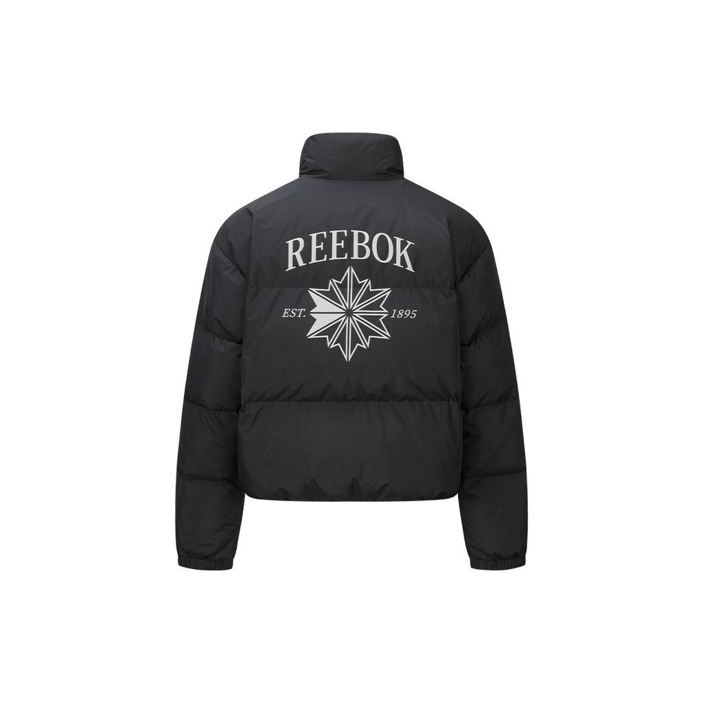 Reebok Warm And Comfortable Stand Collar Zipper Jacket Down Coat Women jackets Black 24FRM204WGH0