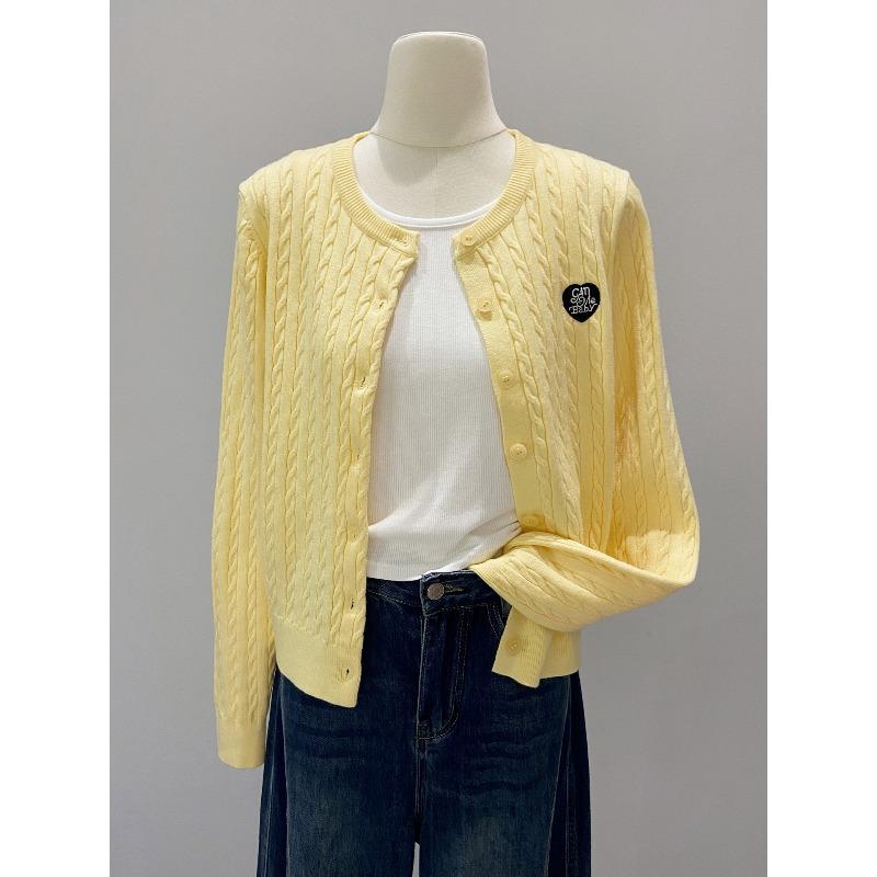 Twist texture knitted cardigan jacket women's single-breasted top spring and autumn casual age-reducing long-sleeved soft waxy sweater