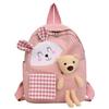23x10x31cm Purple Kindergarten Children's Backpack Green Cub Stuffed Toy Rucksack Light Cute Rabbit Cartoon Girl Adjustable Shoulder Strap Knapsack