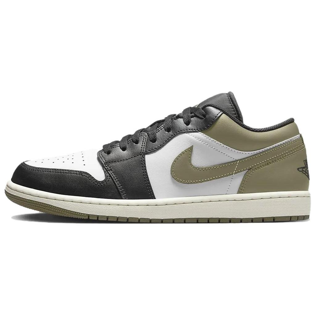 

Air Jordan 1 Low Black Toe Medium Olive Unisex Sneakers Green White 553558-092 EU 47.5 оливковый