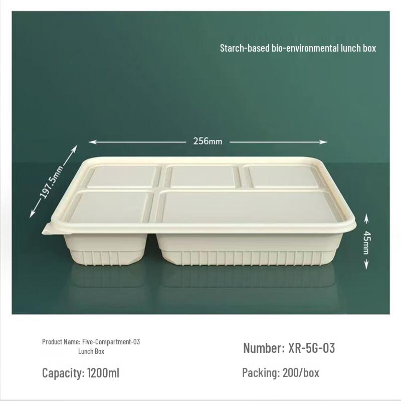 Disposable Corn Starch Rectangular Takeaway Meal Box