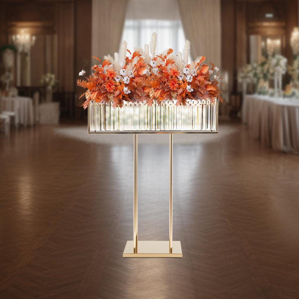 Elegant Crystal Flower Stand for Wedding Decor, Modern Floor & Countertop Display Stand Holds 17.6-22lbs, Versatile Centerpiece
