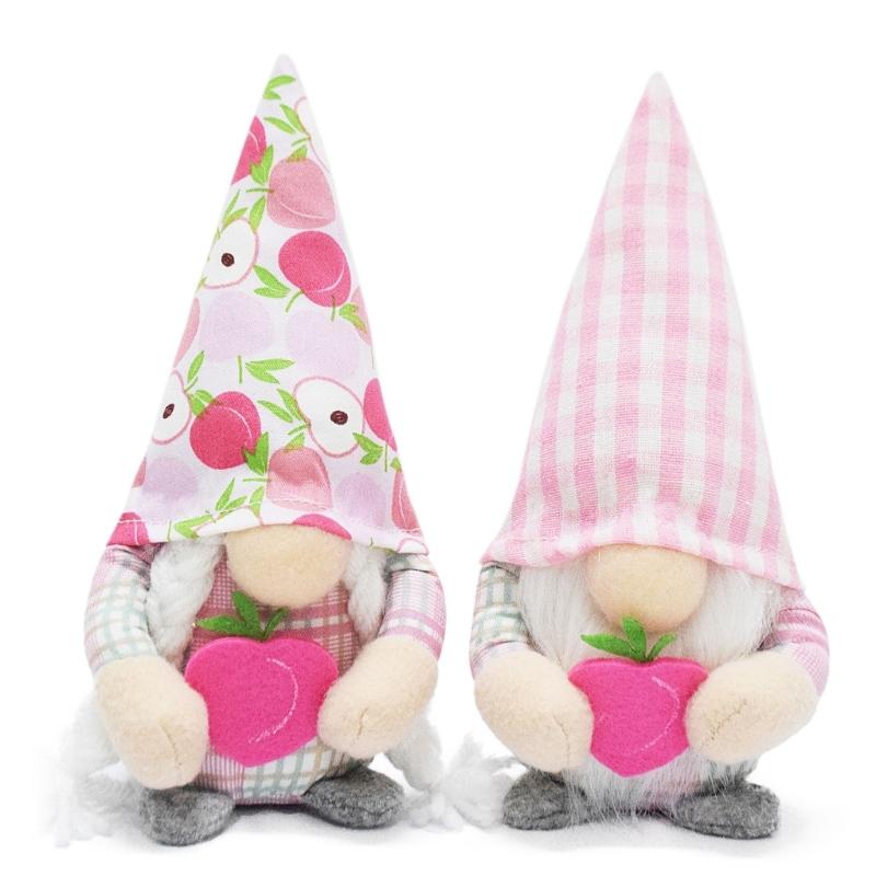 Peachs/Check Shaped Gnome Doll Lovely Holiday Decorations Festival Faceless Dwarfs Figurinees Rudolphs Ornament for Kids