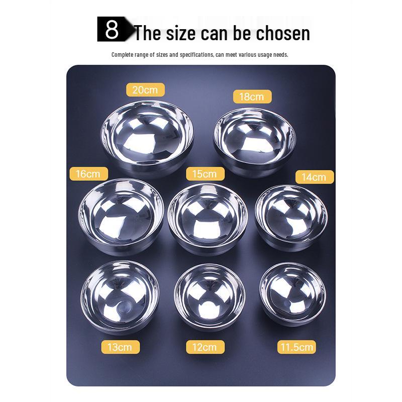 Large Double-Layer Insulated Stainless Steel Bowl with Lid - Anti-Scald, Anti-Drop, for Children and Adults, Ideal for Rice and Soup.