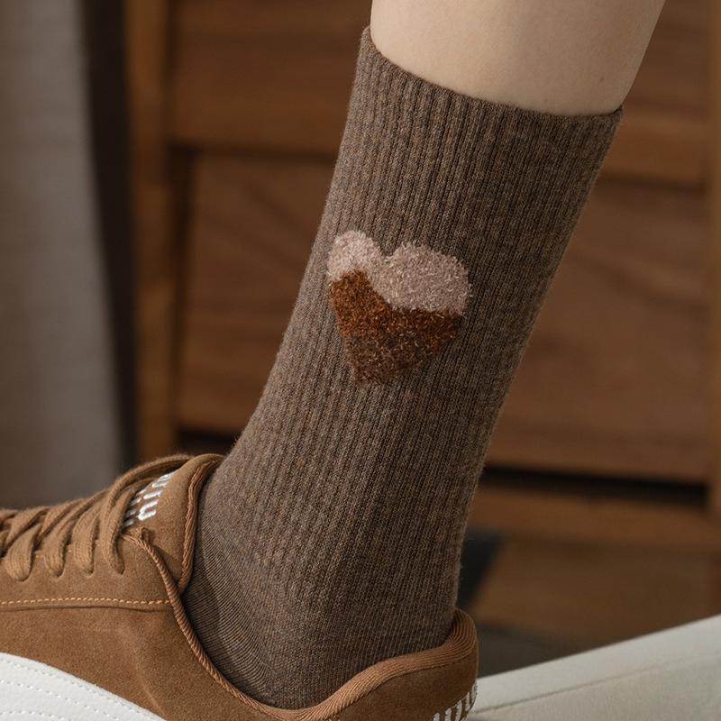 100% Cotton Socks, Women's Mid-calf Socks, Pure Cotton Pile Socks, All-cotton Boneless Socks for Autumn and Winter