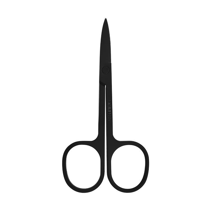 Black Round-Head Stainless Steel Trimmer: Nose, Eyebrow & Beard Scissors for Men & Women.